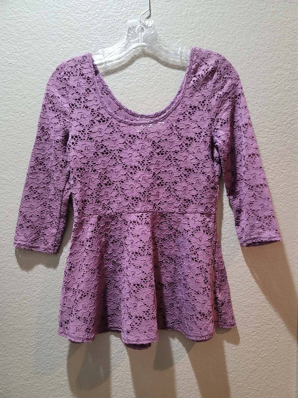 Decree Lilac Lace Peplum Blouse